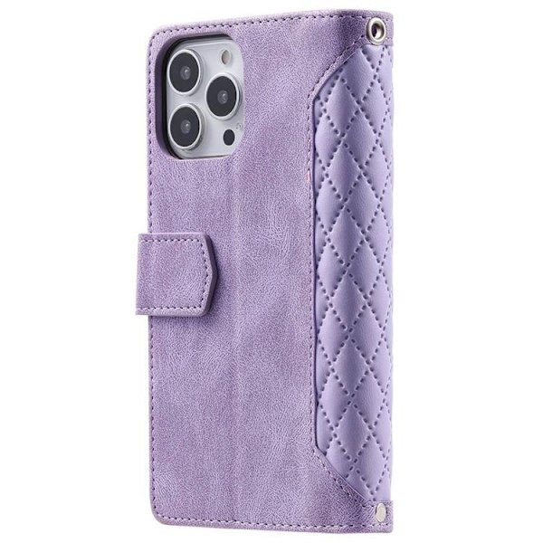 iPhone 14 Pro Max Plånboksfodral Rhombus - Lila