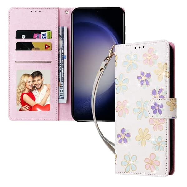 Samsung Galaxy S26 / S26 Pro Plånboksfodral RFID Skydd Konstläder Blomma