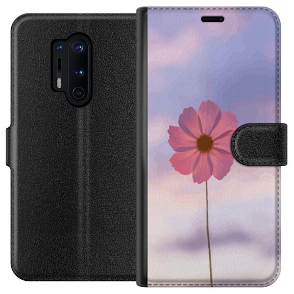Pungcover til OnePlus 8 Pro med lyserød blomst