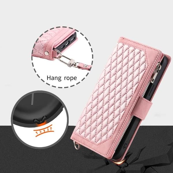 iPhone 14 Pro Max Plånboksfodral Rhombus - Rosa Rosa