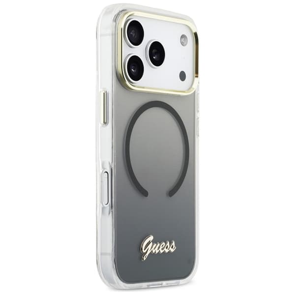 Guess Mobilskal Til iPhone 17 Pro Max MagSafe IML Gradient Script Metal - Sort Svart