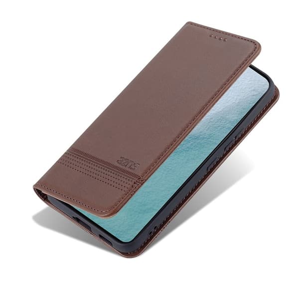 AZNS Samsung Galaxy S22 5G Plånboksfodral Konstläder - Brun