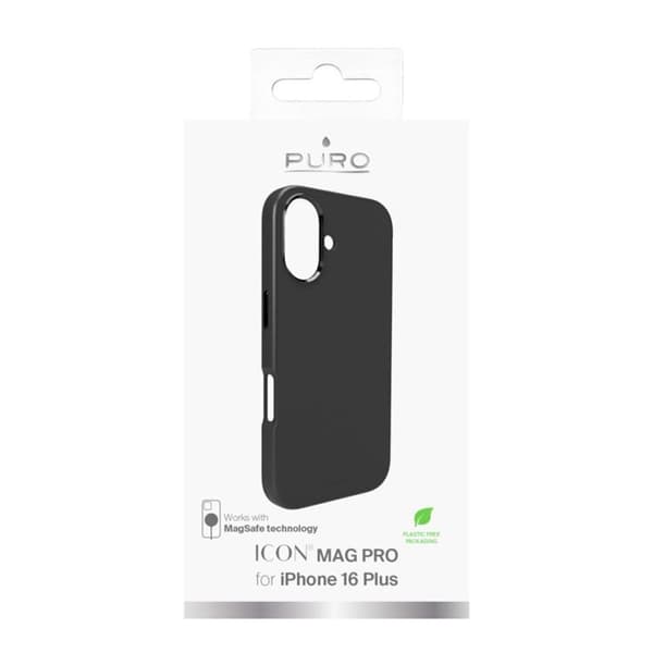Puro Telefontaske til iPhone 16 Plus Magsafe Icon Pro Silikone - Sort Black