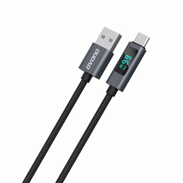 Dudao L7T USB-A - USB-C 66W Kabel med LED-skærm 1m - Sort Black