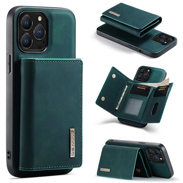 DG.MING iPhone 16 Pro Konstläder Plånboksfodral Kickstand Grön
