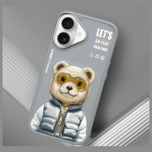Nimmy Telefontaske til iPhone 16 Cool & Cute 2.0 Bear - Grå Grå