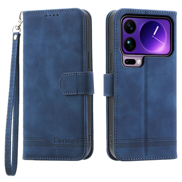DIERFENG DF-03 Plånboksfodral för Xiaomi 17 Pro Max Konstläder - Blå