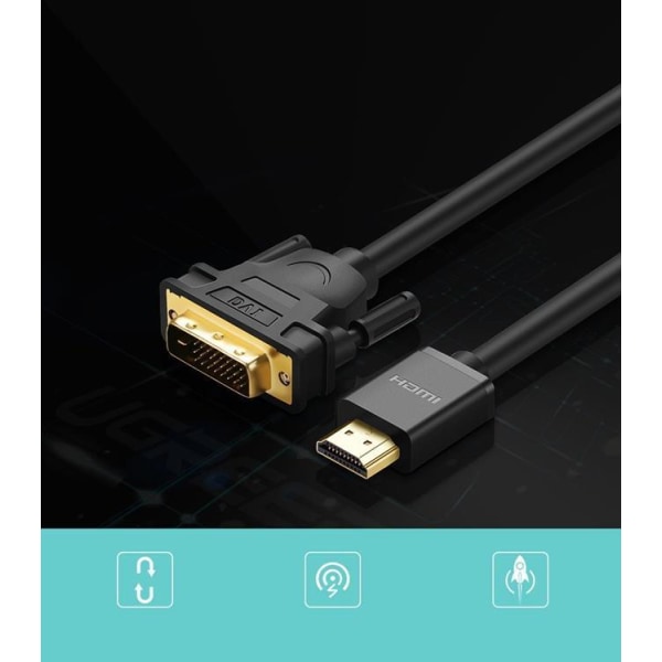 Ugreen HDMI til HDMI DVI 4K Kabel 1m - Sort