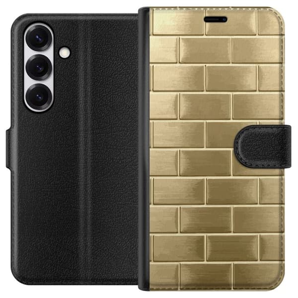 Plånboksfodral till Samsung Galaxy S25 med Gyllene Murstenar