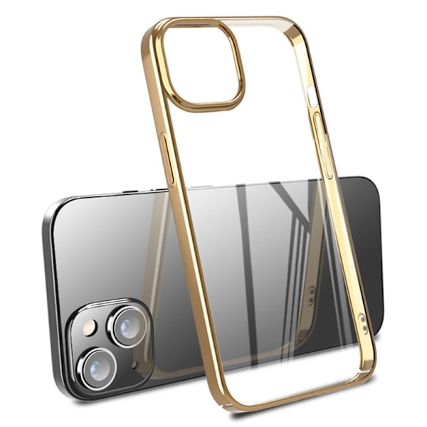 X-LEVEL Mobilskal till iPhone 15 Electroplating Ram Hård PC Guld