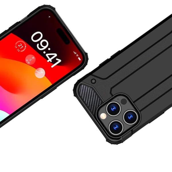 iPhone 15 Pro Mobilskal Hybrid Armor - Sort Black