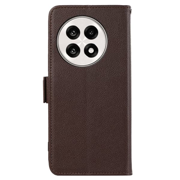 ABEEL OnePlus 13R 5G Plånboksfodral Litchi Textur Konstläder RFID-Skydd Brun