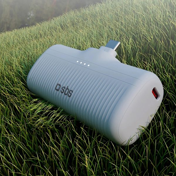 SBS Powerbank 5000mAh 10W med USB-C Hamn EcoPower - Grå Grå