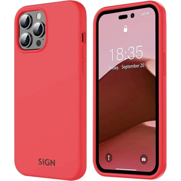 SiGN iPhone 14 Pro Case Flydende Silikone - Vandmelon Rød