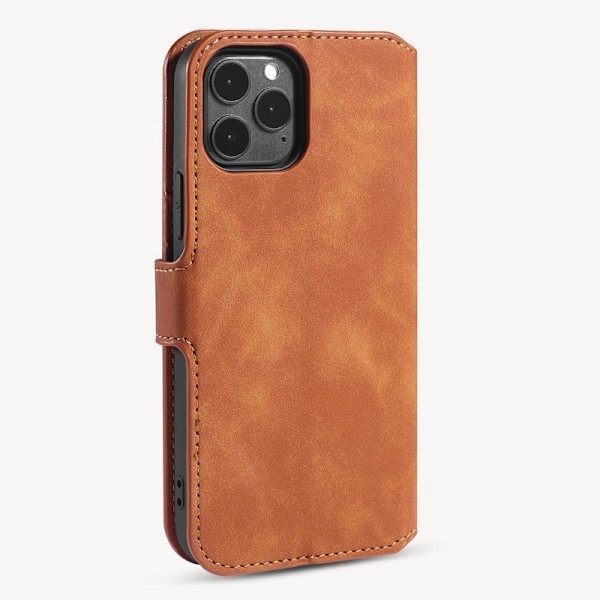 DG.MING Retro Plånboksfodral Konstläder för iPhone 12 Pro Max - Brun