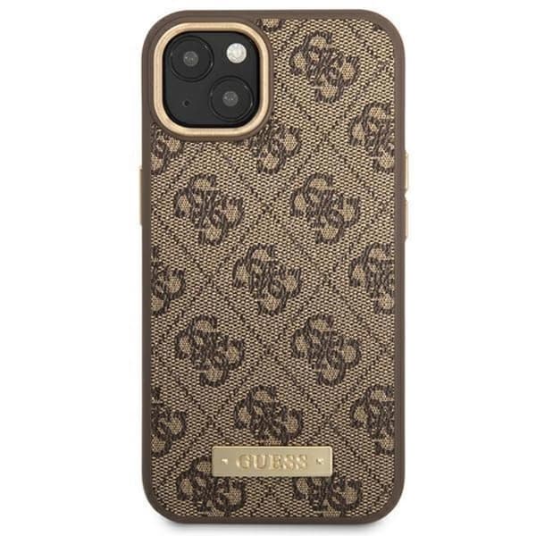 GUESS Mobilskal till iPhone 14 Plus MagSafe Logo Plate - Brun Brun