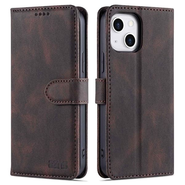 AZNS iPhone 14 Plus Plånboksfodral i Konstläder - Brun - Anti-fall och skydd