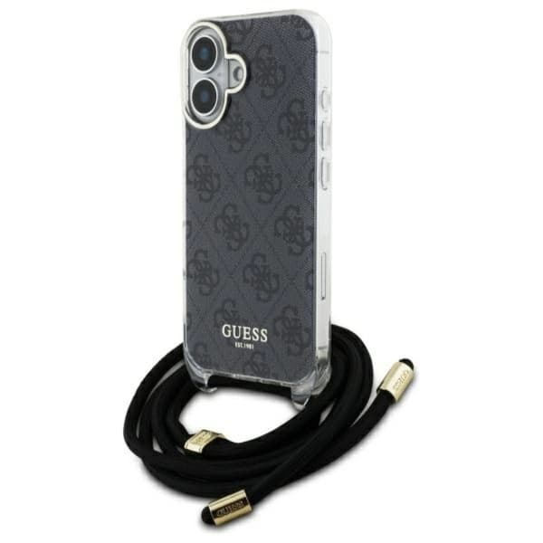 Guess telefonetui til iPhone 16 Crossbody Cord 4G Print Black