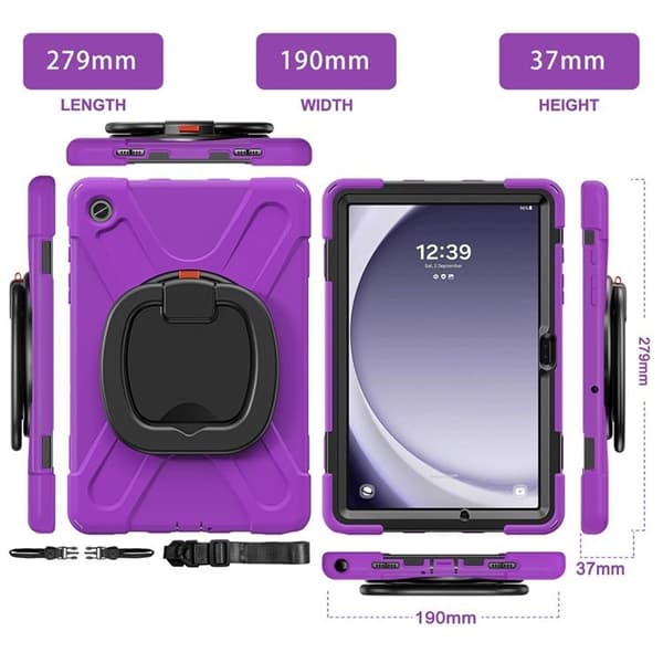 Mobilskal till Galaxy Tab A9 Plus Kickstand Handle Grip - Lila Lila
