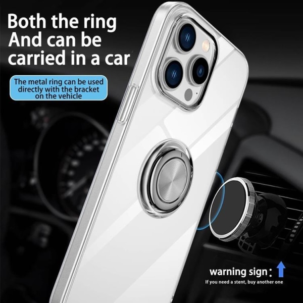 iPhone 14 Pro Max Skal TPU Ring Kickstand - Transparent