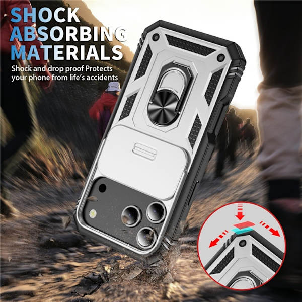 Mobilskal till iPhone 17 Pro Slide Camshield Kickstand - Vit Vit