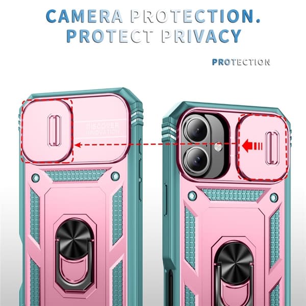 Mobilskal till iPhone 17 Slide Camshield Kickstand - Rosa/Grön Rosa