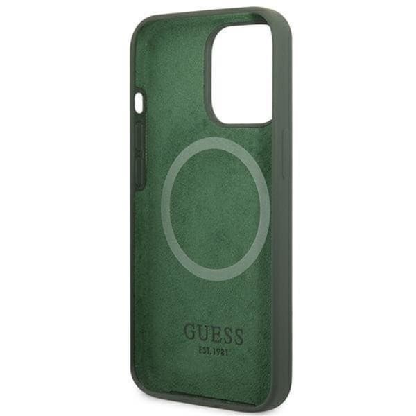 Guess iPhone 13 Pro Max Skal MagSafe Silicone Logo Plate - Grön Grön