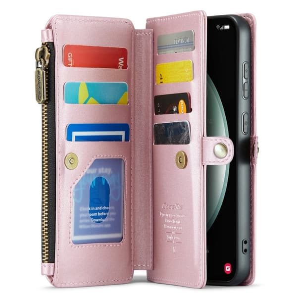 CASEME Plånboksfodral Konstläder för Samsung Galaxy S23 FE - Rosa