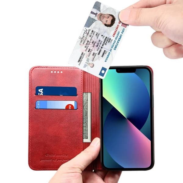 SUTENI iPhone 14 Plus Plånboksfodral Magnetic Kickstand - Röd Röd