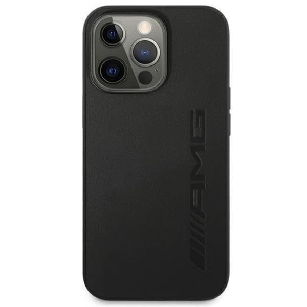 AMG iPhone 14 Pro -kotelo nahkaa, kuumaprägätty - musta Black