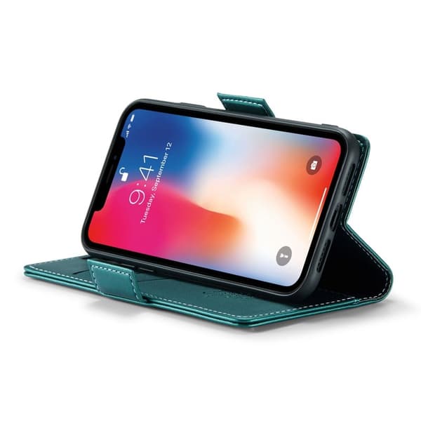 CASEME iPhone XS Max Plånboksfodral Konstläder RFID-Skydd 3 Kort Grön