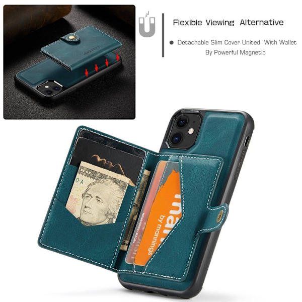 JEEHOOD Detachable Wallet Mobilskal för iPhone 11 Grön