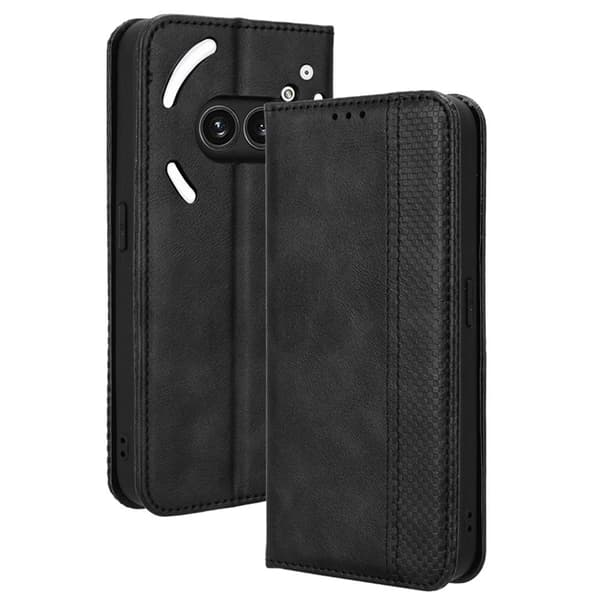 Nothing Phone (2a) Plus Plånboksfodral Retro Kickstand - Svart Svart