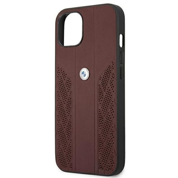 BMW Skal iPhone 13 mini Läder Curve Perforate - Röd Röd
