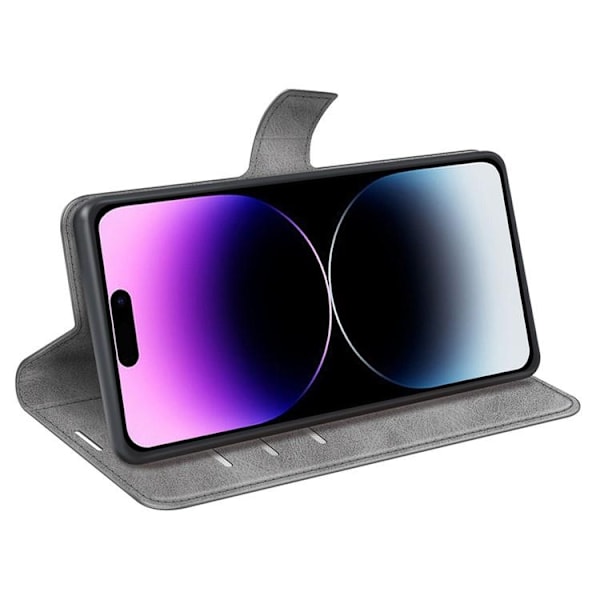 iPhone 15 Pro Max Plånboksfodral Calf Flip Folio - Grå