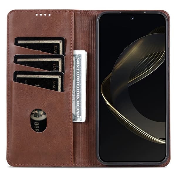 AZNS Samsung Galaxy S25 Plånboksfodral Konstläder - Brun