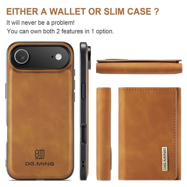 DG.MING iPhone Air Konstläder Plånboksfodral Kickstand PU - Brun