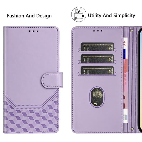 Nothing Phone (3a) Plånboksfodral Imprinted Honeycomb RFID Lila