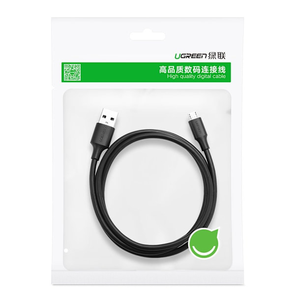 Ugreen USB micro USB laddnings Kabel2,4 A 480 Mbps 1,5 m Svart Svart