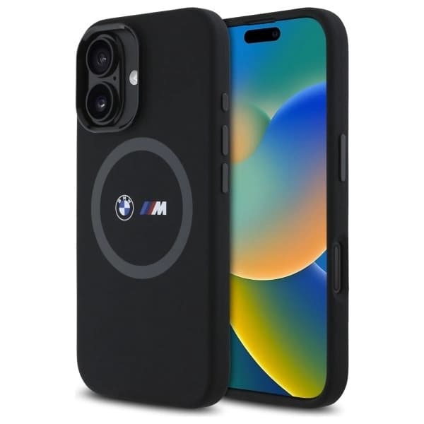 BMW Mobilskal till iPhone 16 MagSafe Silikon Printed Ring - Svart Svart