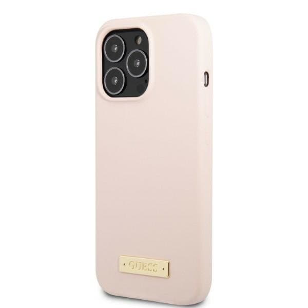Guess iPhone 13 Pro Max Skal MagSafe Silicone Logo Plate - Rosa Rosa