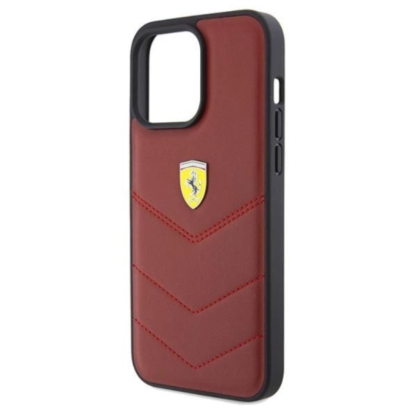 Ferrari iPhone 15 Pro Max -puhelinkotelo nahkaa, ommeltuja saumoja