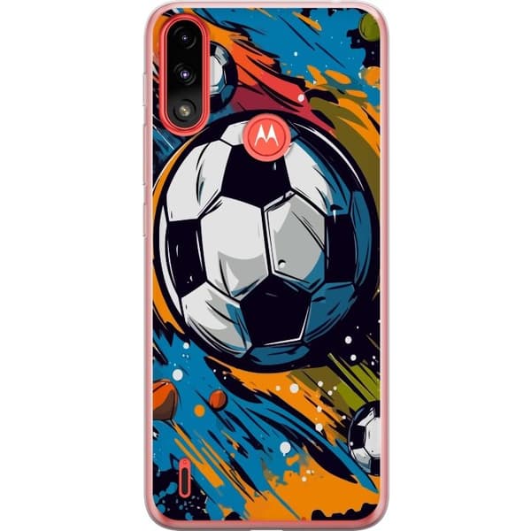 Telefontaske til Motorola Moto E7 Power med fodbolde