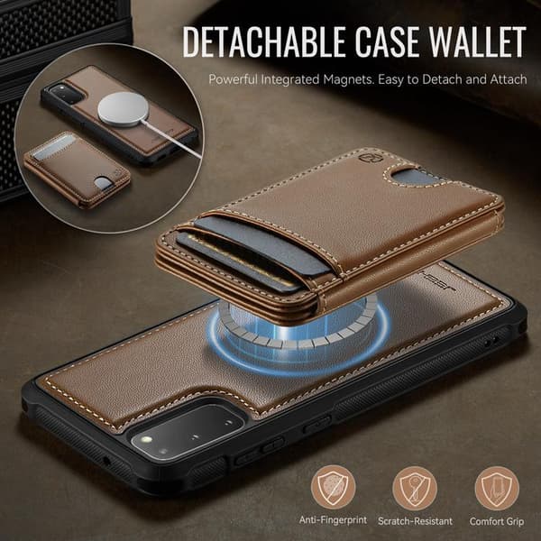 JEEHOOD Mobilskal till Samsung Galaxy S20 5G Konstläder - Brun Brun