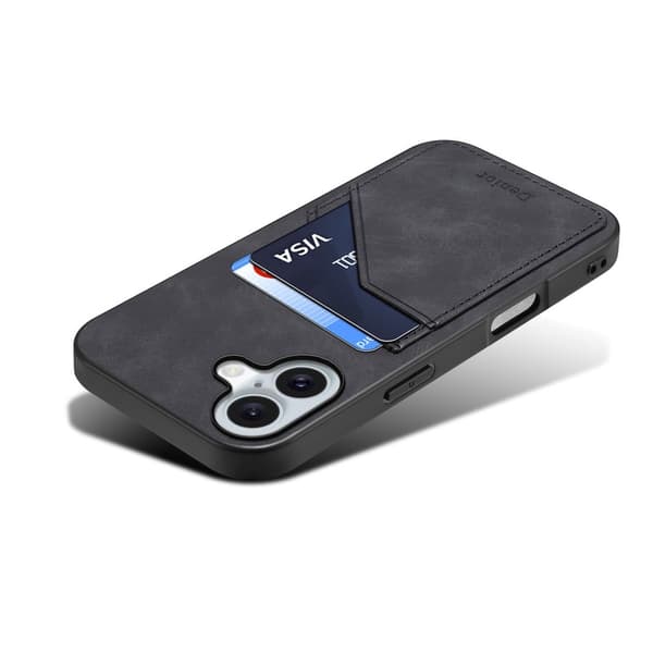 DENIOR Mobilskal till iPhone 16 PU Läder + TPU + PC - Svart