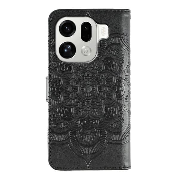 Oppo Find X9 Pro 5G Plånboksfodral Konstläder Mandala - Svart