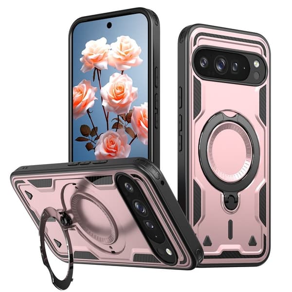 Mobilskal till Google Pixel 9 Pro Plast Militärskydd Kickstand - Roséguld