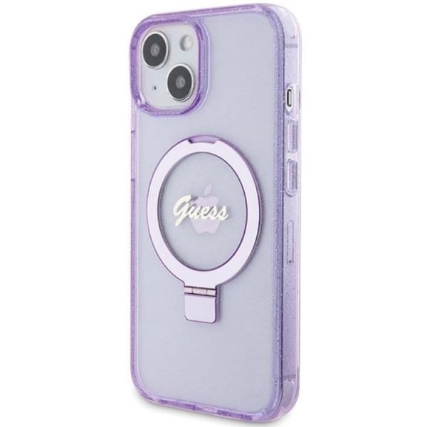 Guess Mobilskal till iPhone 15/14 Plus Magsafe Ringställ Script Glitter - Lila Lila