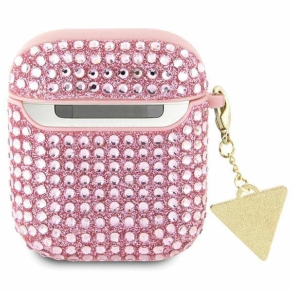 Guess AirPods 1/2 Shell Rhinestone Triangle Charm - Pink