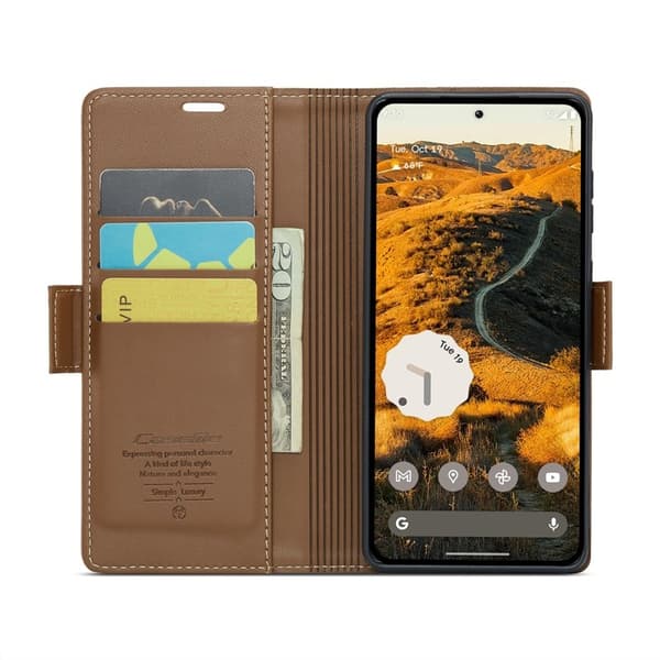 CASEME Plånboksfodral Konstläder för Google Pixel 9 Pro XL - Brun